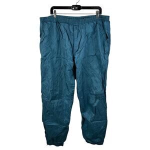 Vintage Christian Dior Monsieur Nylon Track Pants Lined Teal Blue Green Size XL
